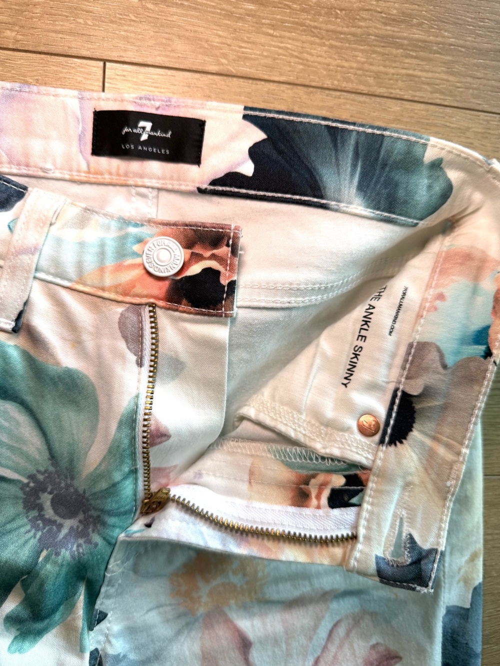 7 For All Mankind The Ankle Skinny Floral Sz 23 - Picture 3 of 4